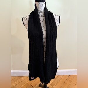 Juicy Couture Black Knit scarf with sequins and crown soft silky like